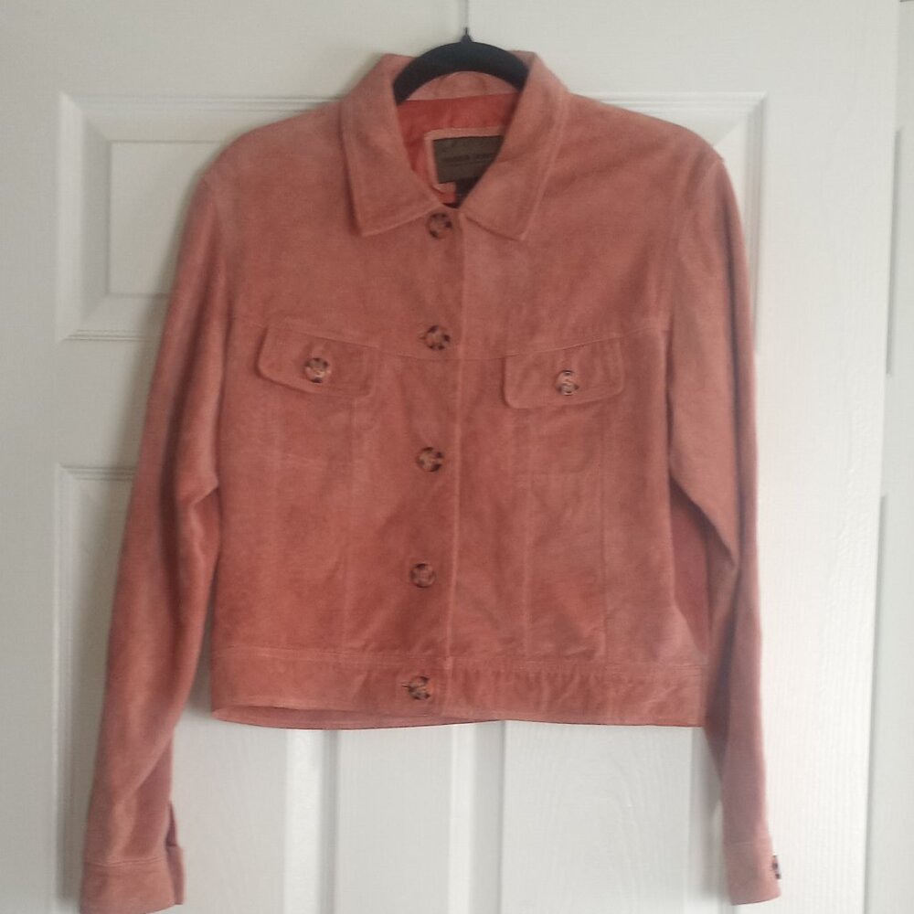 Brandon Thomas Coral 100% Leather Button Up Jacket